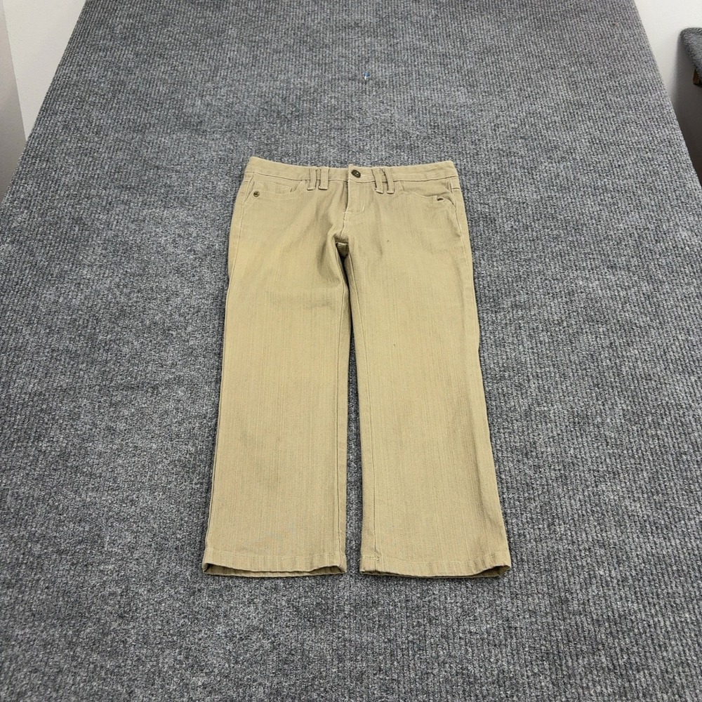 prAna Pants Womens 2 Tan Cotton Blend Textured Cropped Capri Casual Outdoor